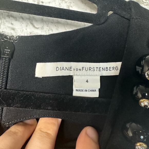 Diane von Furstenberg Dress Ceecee Beaded Shift Sleeveless Black 4 - Picture 4 of 13